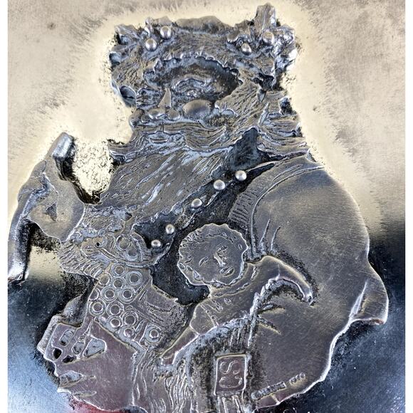 Vintage Metzke Santa Tin Pewter Old Saint Nick Christmas Can 6" - Picture 3 of 7